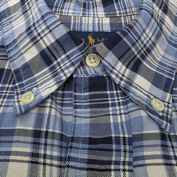 Ralph Lauren Shirt Mens XL Blue Plaid Short Sleeve Oxford Cloth Button Down - Picture 10 of 15